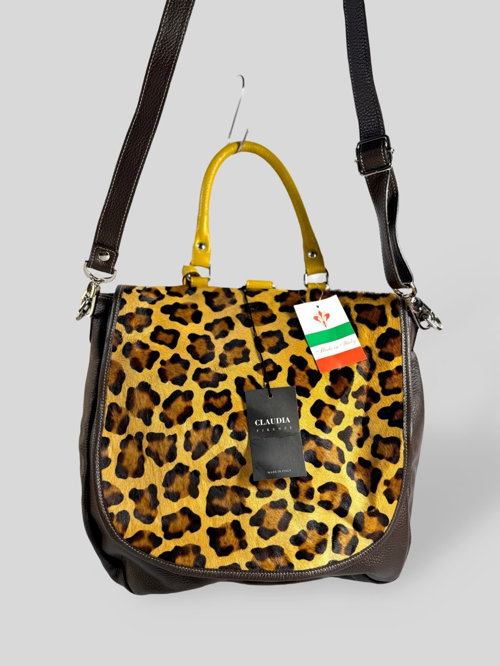Firenze Calf Hair Leopard Print Leather Tote Bag